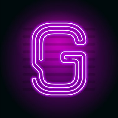 Gerçekçi mor Neon harf. Karakter kara günü Neon glow tuplü