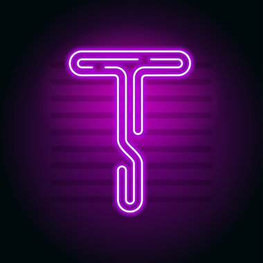 Gerçekçi mor Neon harf. Karakter kara günü Neon glow tuplü