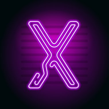 Gerçekçi mor Neon harf. Karakter kara günü Neon glow tuplü