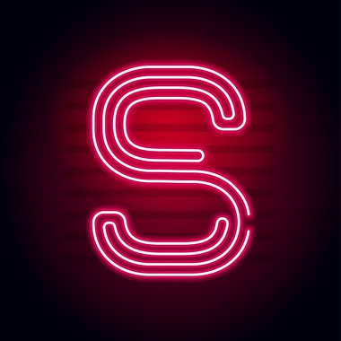 Gerçekçi kırmızı Neon harf. Karakter kara günü Neon glow tuplü