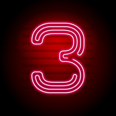 Gerçekçi kırmızı Neon numarası. Neon tüp ışık karanlık numarasıyla