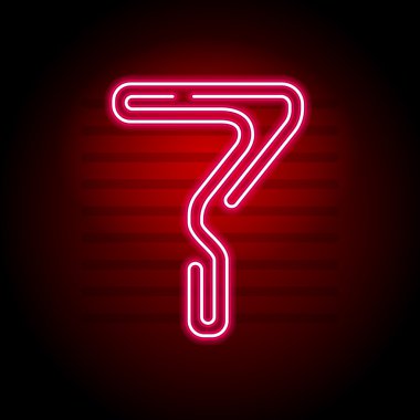 Gerçekçi kırmızı Neon numarası. Neon tüp ışık karanlık numarasıyla