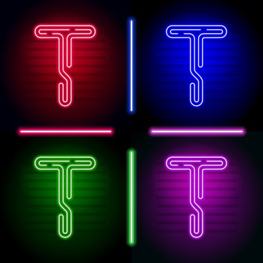 Gerçekçi neon harfler farklı neon renk parlaklık ile kümesi