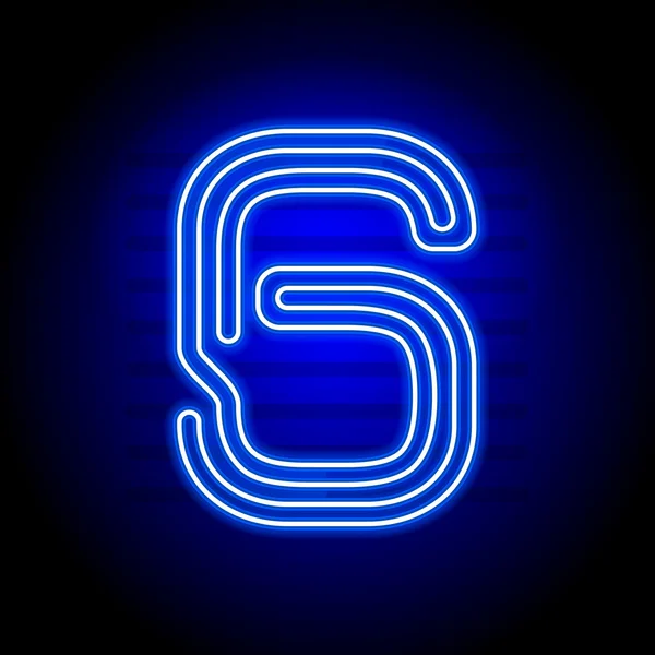 Reális kék Neon számok. Neon cső fény a sötétben a számot — Stock Vector