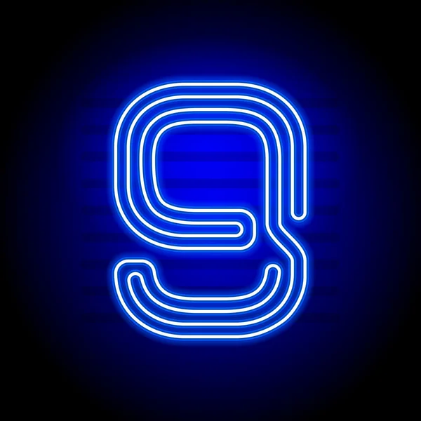 Realistyczne Neon niebieski numery. Numer z Neon tube światło na ciemności — Wektor stockowy