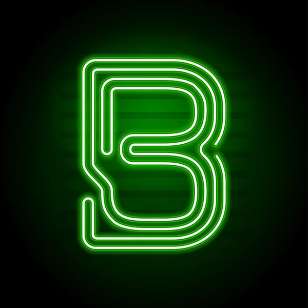 現実的なグリーン ネオン文字。暗闇でネオンの輝きを持つ文字 — ストックベクタ