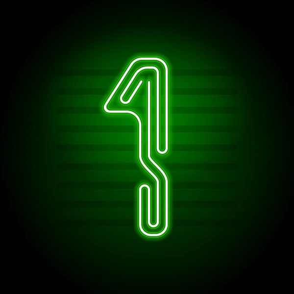 Números realistas de néon verde. Número com luzes de néon no escuro — Vetor de Stock