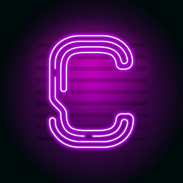 現実的な紫ネオン文字。暗闇でネオンの輝きを持つ文字 — ストックベクタ