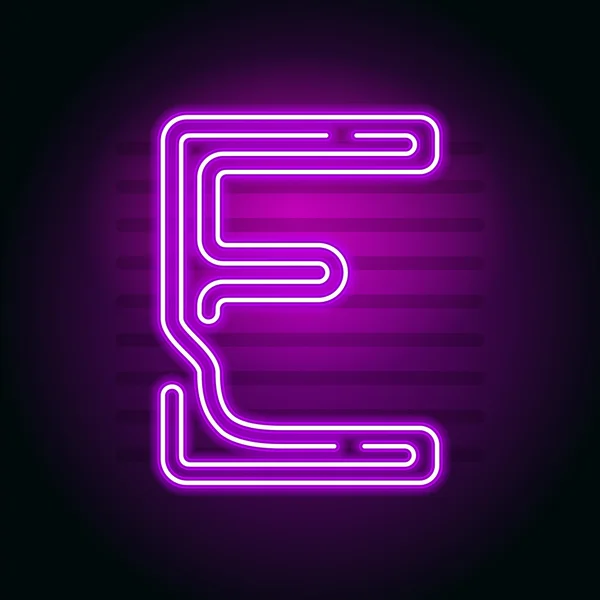 現実的な紫ネオン文字。暗闇でネオンの輝きを持つ文字 — ストックベクタ