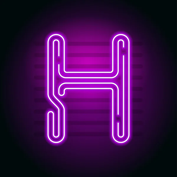 Realistiska lila Neon skrivelse. Karaktär med Neon glow tube på mörk — Stock vektor
