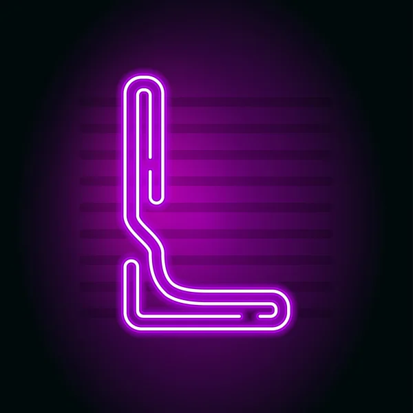 Realistische paarse Neon brief. Teken met Neon gloed buis op donker — Stockvector