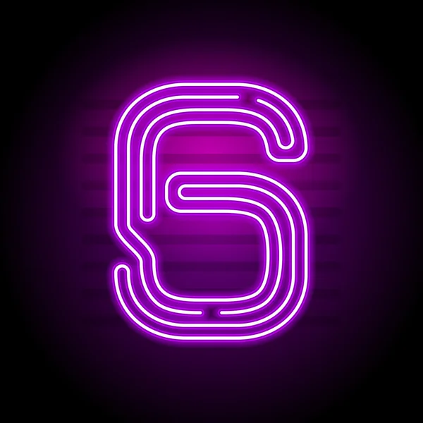 Reális lila Neon számok. Neon fény a sötétben a számot — Stock Vector