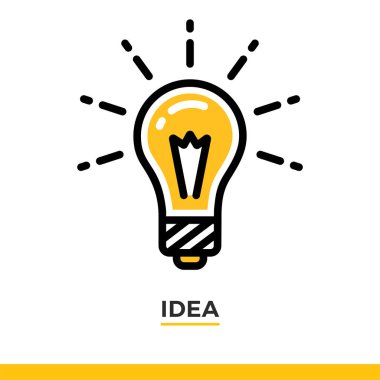 Doğrusal lamba simgesi. Piktogram beyaz anahat stilinde. Vektör modern düz tasarım öğesi için mobil uygulama ve web tasarım.