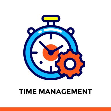 Doğrusal zaman yönetimi simgesini yeni iş için. Piktogram anahat tarzı. Vektör düz çizgi simgesini mobil uygulamalar, Web siteleri ve illüstrasyon için uygun