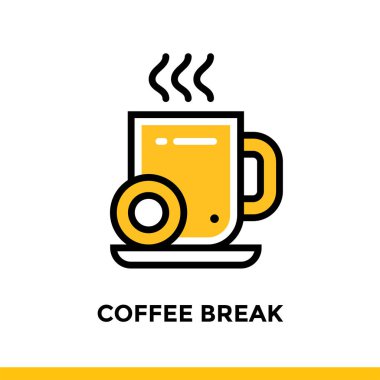 Başlangıç iş için doğrusal kahve molası simgesi. Piktogram anahat tarzı. Vektör düz çizgi simgesini mobil uygulamalar, Web siteleri ve sunum için uygun 