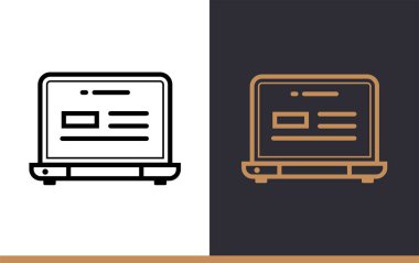 Başlangıç iş için anahat dizüstü bilgisayar simgesi. Vektör hat simgeler bilgi grafik, baskı ortamı ve arabirimler için uygun