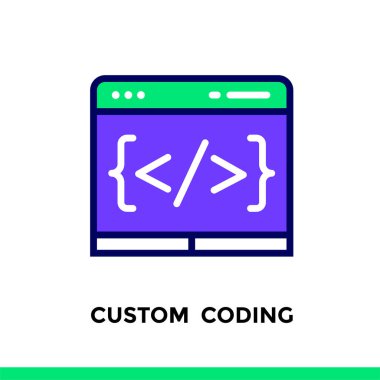 Doğrusal custome simgesi başlangıç iş için kodlama. Piktogram kuruluş biriminde