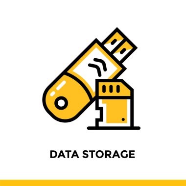 Başlangıç iş için doğrusal veri depolama simgesi. Piktogram anahat tarzı. Vektör düz çizgi simgesini mobil uygulamalar, Web siteleri ve sunum için uygun 