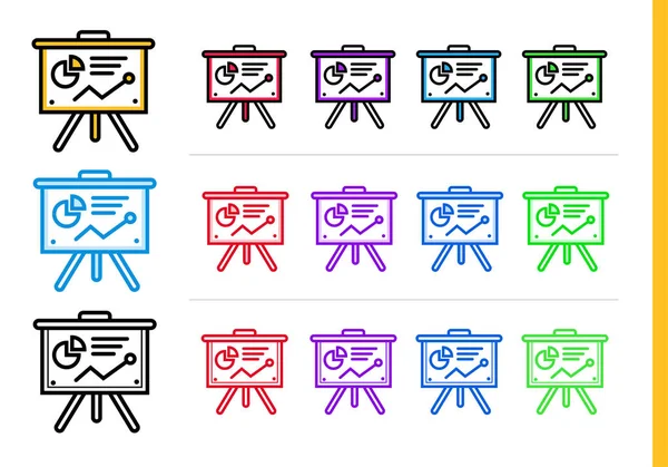 Icono de presentación lineal para startups en diferentes colores. Elementos vectoriales para sitio web, aplicación móvil — Vector de stock