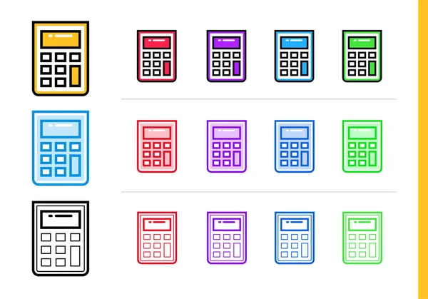 Icône de calculatrice linéaire pour les entreprises en démarrage dans différentes couleurs. Eléments vectoriels pour site web, application mobile — Image vectorielle