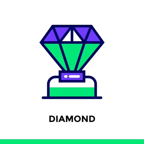Linear diamond icon for new business. Pictogram in outline style. Vector flat line icon suitable for mobile apps, websites and illustration — Stock Vector