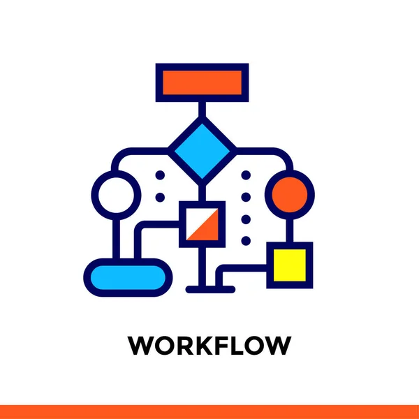 Linear workflow icon for new business. Pictogram in outline Vector flat line icon suitable for mobile apps, websites and illustration — Stock Vector