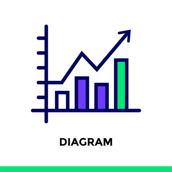Піктограма лінійної діаграми для нового бізнесу. Піктограма в контурному стилі. Векторна піктограма плоскої лінії підходить для мобільних додатків, веб-сайтів та ілюстрацій — стоковий вектор