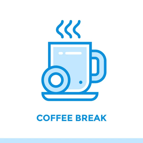新业务的线性喝咖啡休息时间图标。在大纲样式的象形图。矢量现代平面图标适用于打印、 演示文稿和网站 — 图库矢量图片