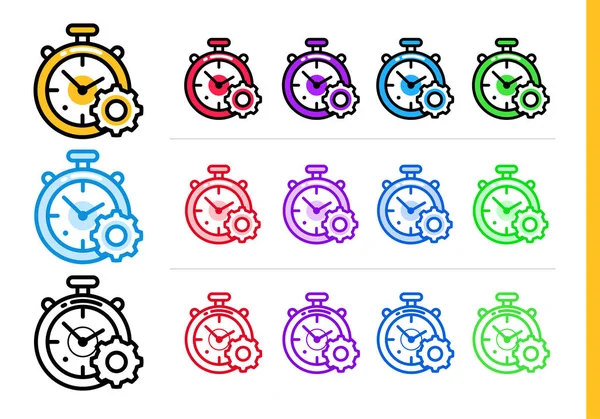 Ícone de gerenciamento de tempo linear para negócios de inicialização em cores diferentes. Elementos vetoriais adequados para website, aplicativo móvel e apresentação — Vetor de Stock