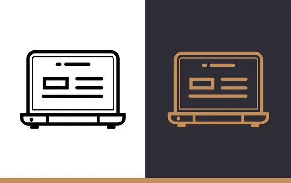 Icono de computadora portátil para startups. Iconos de línea vectorial adecuados para gráficos de información, medios impresos e interfaces — Archivo Imágenes Vectoriales