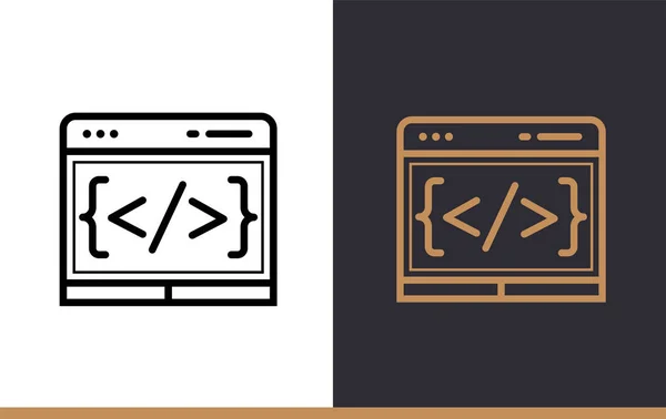 Overzicht bron code pictogram voor startend bedrijf. Vector lijn pictogrammen geschikt voor info graphics, gedrukte media en interfaces — Stockvector