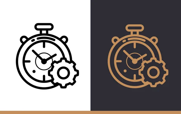 Décrivez l'icône de gestion du temps pour les entreprises en démarrage. Icônes de ligne vectorielle adaptées aux graphiques d'information, aux médias imprimés et aux interfaces — Image vectorielle
