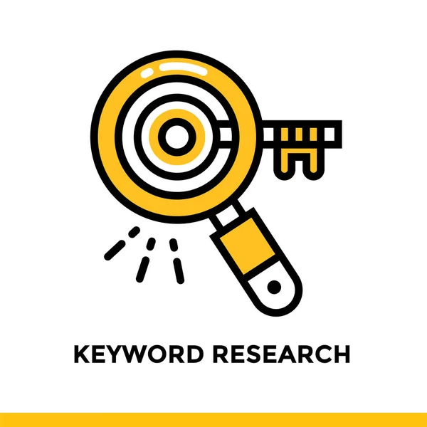 Linear Keyword Research Icon für Start-up-Unternehmen. Piktogramm im Umrissstil. Vektor-Flachzeilen-Symbol für mobile Apps, Webseiten und Präsentationen — Stockvektor