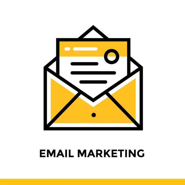 Linear email marketing icon for startup business. Pictogram in outline style. Vector flat line icon suitable for mobile apps, websites and presentation — Stock Vector
