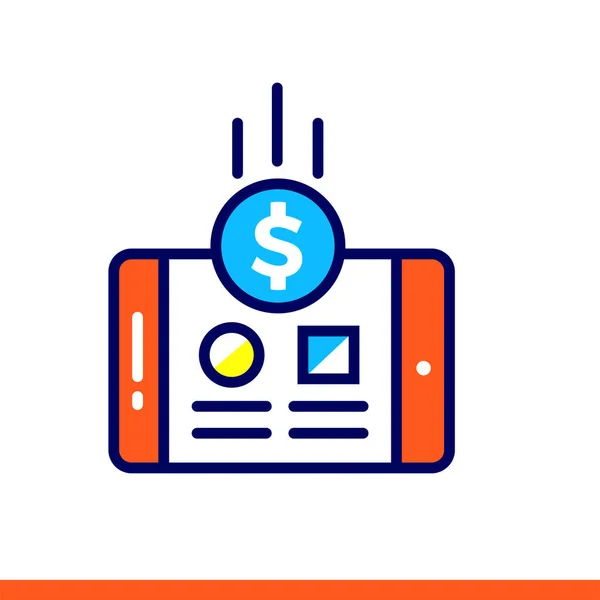 Linjär monetarisering ikon för nystartat företag. Piktogram i dispositionsformat. Vector platt linje ikonen lämplig för mobila appar, webbplatser och presentation — Stock vektor