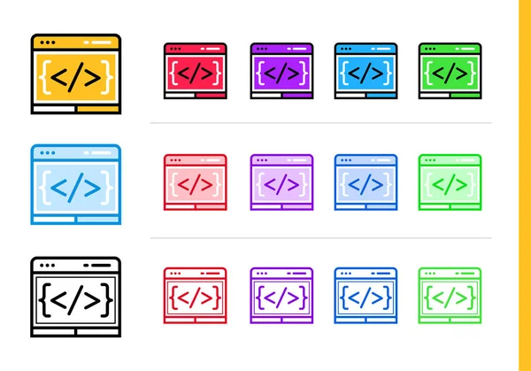 Icono de codificación de custome lineal para startups en diferentes colores. Elementos vectoriales para sitio web, aplicación móvil — Vector de stock