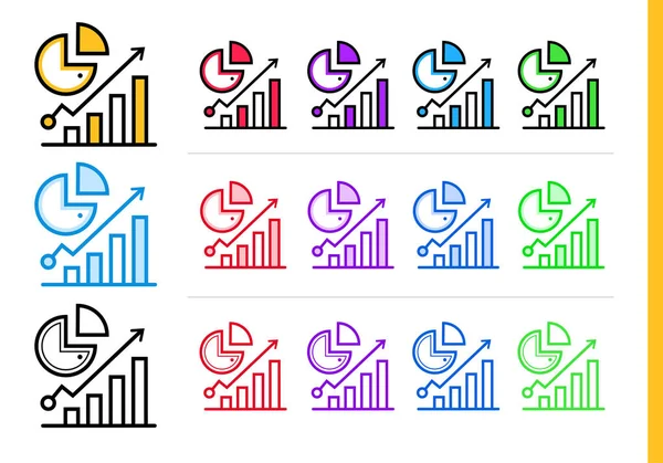 Icono de análisis de mercado lineal para startups en diferentes colores. Elementos vectoriales para sitio web, aplicación móvil — Vector de stock