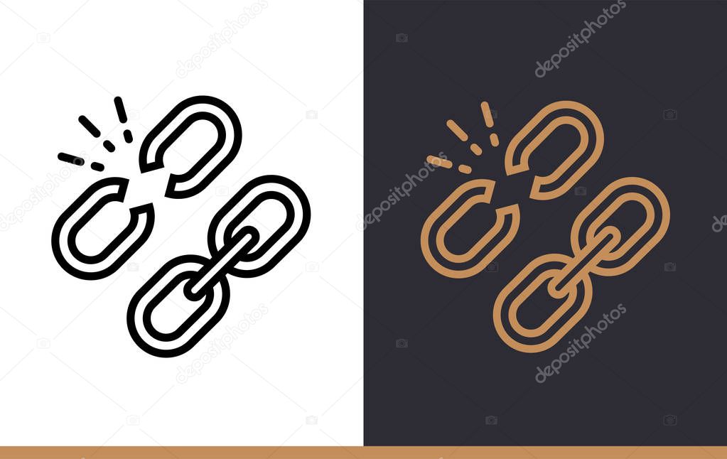 Outline link, unlink icon for startup business. Vector line icons suitable for info graphics, print media and interfaces