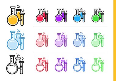 Doğrusal kimya eğitimi için kutsal kişilerin resmi. Vektör hat simgeler bilgi grafik, baskı ortamı ve arabirimler için uygun 