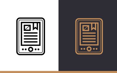 E-kitap simgesi eğitim için anahat. Vektör hat simgeler bilgi grafik, baskı ortamı ve arabirimler için uygun 