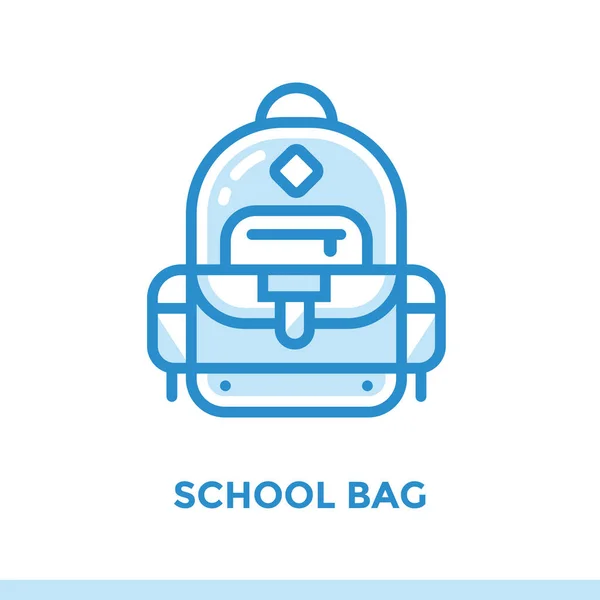 Ícone linear SCHOOL BAG para a educação. Pictograma em estilo esboço. Vetor moderno elemento de design plano para aplicação móvel e web design —  Vetores de Stock