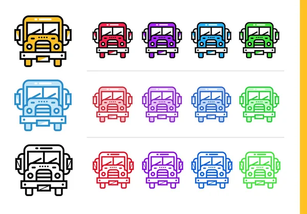 Lineare Schulbussymbole für Bildung. Vektorzeilensymbole geeignet für Infografiken, Printmedien und Schnittstellen — Stockvektor