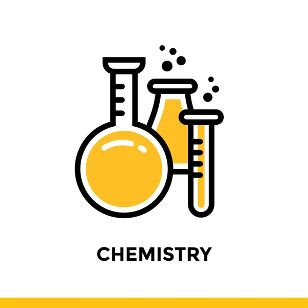 Linear CHEMISTRY icon for education. Pictogram in outline style. Vector modern flat design element for mobile application and web design — Stock Vector