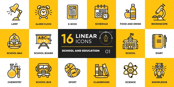 Vector collection of line icons, back to school. High quality modern pictograms for mobile concepts and web design. — Stock Vector