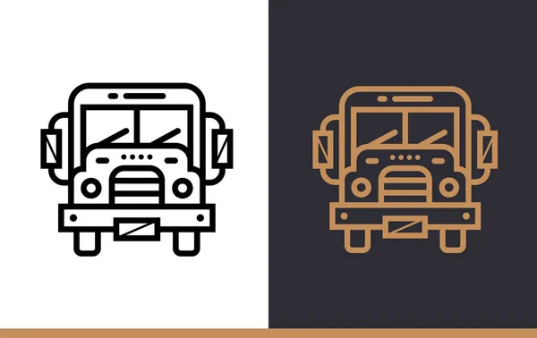 Overzicht schoolbus pictogram voor onderwijs. Vector lijn pictogrammen geschikt voor info graphics, gedrukte media en interfaces — Stockvector