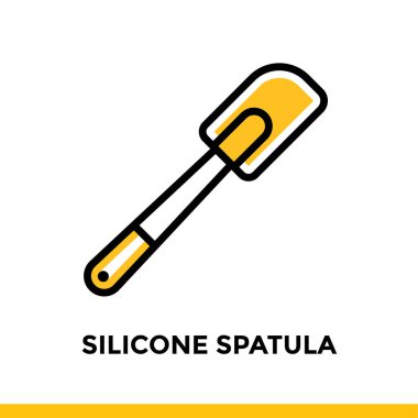 Anahat simgesini silikon Spatula fırın, yemek. Vektör hat simgeler bilgi grafik, baskı ortamı ve arabirimler için uygun