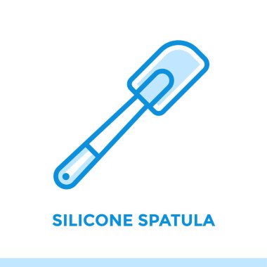 Anahat simgesini silikon Spatula fırın, yemek. Vektör hat simgeler bilgi grafik, baskı ortamı ve arabirimler için uygun