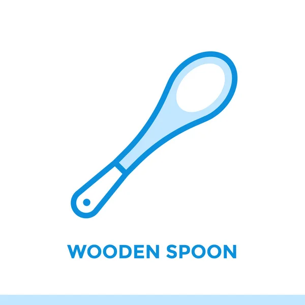 Outline icon WOODEN SPOON of bakery, cooking. Vector line icons suitable for info graphics, print media and interfaces — Stock Vector