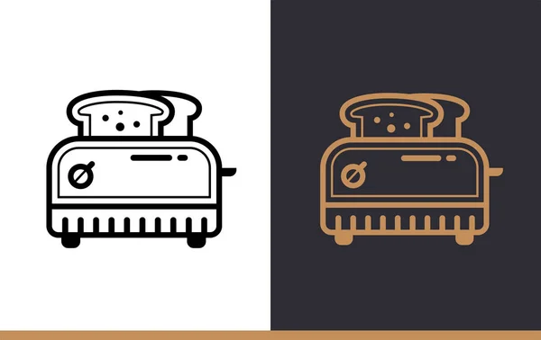 Doğrusal simgesi ekmek kızartma makinesi fırın, yemek. Piktogram anahat tarzı. Mobil uygulamalar, Web siteleri ve sunumu için uygundur. — Stok Vektör
