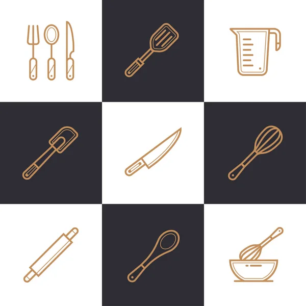 Único conjunto de ícones lineares de padaria, cozinhar. Ícones modernos de alta qualidade adequados para gráficos de informação, mídia impressa e interfaces — Vetor de Stock